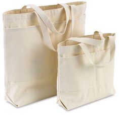 two canvas bags sitting side by side