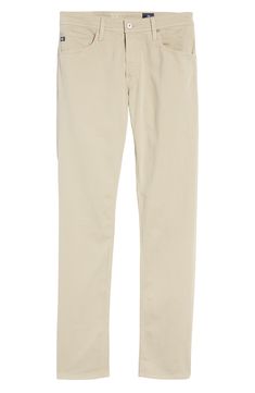 Softly sueded stretch sateen brings relaxed comfort to classic five-pocket pants in an easygoing slim-leg cut. 33" inseam; 14" leg opening; 10" front rise; 14 1/2" back rise (size 32) Zip fly with button closure Five-pocket style 97% cotton, 3% elastane Machine wash, tumble dry Imported Classic Mid-rise Chinos With Five Pockets, Classic Slim Fit Mid-rise Chinos, Slim Fit Mid-rise Classic Chinos, Classic Mid-rise Chinos For Business Casual, Classic Straight Leg Pants For Everyday, Classic Jeans With Welt Pockets And 5-inch Inseam, Slim Fit Straight Leg Chinos With Five Pockets, Classic Straight Fit Chinos, Straight Fit Chinos With Five Pockets