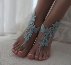 Blue lace barefoot sandals wedding barefoot something blue | Etsy Blue Open Toe Barefoot Sandals For Party, Blue Barefoot Sandals For Summer Party, Sandals Diy, Bridesmaid Sandals, Lace Barefoot Sandals, Barefoot Sandals Wedding, Wedding Shoes Bridesmaid, Beach Wedding Sandals, Beach Wedding Sandals Barefoot