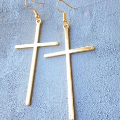 Big cross gold and silver color earrings -- Jesus Loves you! Anti-allergy hook. For everyday, evening, work, dating, wedding, party, fashion and trend! Length: 7 Centimeters; Width: 4 Centimeters Style: Minimalist Christian cross necklace: https://www.etsy.com/listing/552756206/cross-necklace-real-flowers-jewelry?ref=shop_home_active_61&pro=1&frs=1 https://www.etsy.com/listing/640326800/sross-from-real-flowers-in-resin-baptism?ref=shop_home_active_62&pro=1&frs=1 https://www.etsy. Minimalist Gold Cross Earrings, Gold Hypoallergenic Cross Earrings, Gold Nickel-free Cross Earrings, Nickel-free Gold Cross Earrings, Gold Cross Hypoallergenic Earrings, Elegant Gold Cross Hoop Earrings, Gold Cross-shaped Pierced Earrings, Christian Jewelry For Women, Christian Cross Necklace