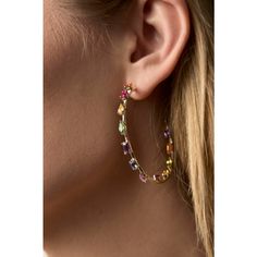 This stunning everyday hoop is  available in small 1 inch or large 2 inches around. Features 2 cts or 4 cts of colored stones assembled in the signature EP way. Luxury Hoop Multi-stone Jewelry, Luxury Multi-stone Hoop Jewelry, Modern Multicolor Small Hoop Jewelry, Modern Multicolor Hoop Jewelry, Fine Jewelry Multicolor Hoop Earrings, Fine Jewelry Multicolor Hoop, Multicolor Hoop Fine Jewelry, Multicolor Multi-stone Hoop Earrings, Multicolor Multi-stone Hoop Jewelry