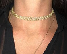 Party Cuban Link Necklace With Adjustable Chain, Trendy Cuban Link Chain Jewelry, Party Cuban Link Chain Necklace With Adjustable Chain, Gold Chain Link Choker For Party, Trendy Cuban Link Gold Chain Necklace, Chic Cuban Link Necklace With Adjustable Chain, Chic Cuban Link Jewelry With Adjustable Chain, Trendy Gold Chain Necklace With Cuban Link, Trendy Curb Chain Jewelry For Parties