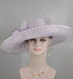 Church Kentucky Derby Hat Carriage Tea Party Wedding Wide Brim Sinamay Hat Lilac  | eBay Sinamay Hat, Elegant Wear, Sinamay Hats, Tea Party Wedding, Elegant Hats, Kentucky Derby Hat, Derby Hat, Derby Hats, Kentucky Derby