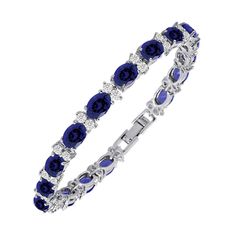 PRICES MAY VARY. AFFORDABLE CUBIC ZIRCONIA TENNIS BRACELET WITH DIAMOND-LIKE BRILLIANCE: With gorgeous White Round CZ, Oval Cut simulated Blue Sapphire Gemstones accentuated by Silver Plated Brass, this Tennis Bracelet will add a diamond-like brilliance to any outfits; go on, enjoy the radiance of CZ and simulated gemstones at only a fraction of the price of real diamonds and precious stones. CHARMING GEMSTONE BRACELET FOR ALL OCCASIONS: The perfect present for anniversaries, weddings, graduatio Blue Diamond Bracelets, Blue Tennis Bracelet, Oval Cubic Zirconia Tennis Bracelet, Oval Cubic Zirconia Bracelets For Gifts, Oval Cubic Zirconia Tennis Bracelet With Gemstones, Oval Gemstone Cubic Zirconia Tennis Bracelet, Oval Cubic Zirconia Bracelet Gift, Gift Oval Cubic Zirconia Bracelet, Elegant Oval Crystal Bracelet