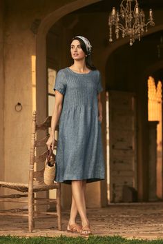 Twill Hemp Linen Dress - Indigo Twill Lazy Summer Days, Linen Shift Dress, Spring Wear, Work Wear Women, Knitwear Cardigan, Wearing Clothes, New Tops, Sustainable Clothing, Winter Wear