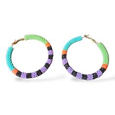 Step Into The Season With These Vibrant, Beaded Hoop Earrings! Perfect For Adding A Splash Of Color To Any Summer Outfit, Their Lightweight Design Ensures Comfort Without Sacrificing Style. A Playful Addition To Your Accessory Collection, They'll Effortlessly Elevate Your Sunny Day Ensembles._ Diameter: 2.5 Inch Condition: Excellent New Without Tags. Beaded Hoop Earrings, Beaded Hoops, Sunny Day, Green And Purple, Summer Outfit, Friendship Bracelets, Color Splash, Jewelry Earrings, Hoop Earrings