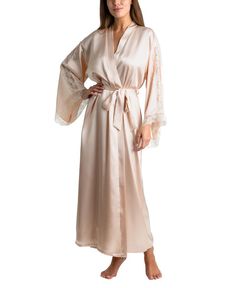 Linea Donatella Women's Luxe Brides Blush Lingerie Long Robe - Macy's Blush Lingerie, Beige Silk, Bridal Robe, Bare Beauty, Silk Robe, Long Train, Hollywood Fashion, Bridal Robes, Luxe Gifts