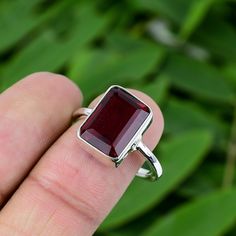 Natural Garnet Ring, Handmade Silver Ring, 925 Sterling Silver Ring, Designer Rectangle Garnet Ring, Anniversary Ring, January Birthstone A B O U T ∙ I T E M * Material:- 925 Sterling Silver * Ring Sizes:- All Size Available * Purity Metal:- 925 * Gemstone:- Garnet * Stone Shape:- Cushion * Stone Size:- 16*22 N O T E * We Use Good Quality Gemstone or 925 Solid Silver For Ring You Can Select Any Ring Size You Want From Drop Down Menu. Photos is Copyright All Right Reserved. S H I P P I N G ∙ I N Square Cut Sterling Silver Gemstone Rings, Rectangular Sterling Silver Rings For Gifts, Rectangular Sterling Silver Crystal Ring As Gift, Sterling Silver Rectangular Rings For Gifts, Square Gemstone Ring As Gift, Anniversary Ruby Ring With Rectangular Stone, Square Gemstone Ring For Gift, Rectangular Faceted Ring As A Gift, Rectangular Gemstone Rings For Gifts