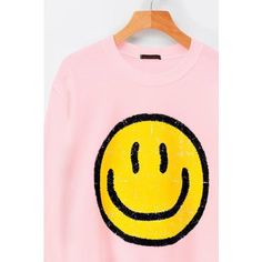 Cotton crewneck sweatshirt with yellow smiley face Yellow Smiley Face, Pink M, Pink Sweatshirt, Smiley Face, Louisiana, Smiley, New Orleans, Crewneck Sweatshirt, Crew Neck Sweatshirt