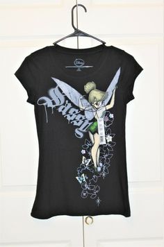 a black shirt with a tinkerbell on it