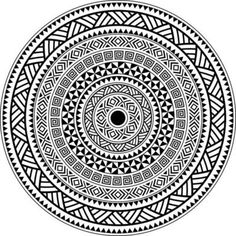 a black and white circular design with an intricate pattern in the middle, on a white background