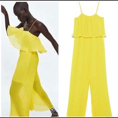 Never Worn Zara Jumpsuit. Flowy Design With Interior Lining Down To The Thigh Then Slightly Sheer. Chic Stretch Summer Jumpsuits And Rompers, Zara Jumpsuits And Rompers For Spring Night Out, Zara Jumpsuits And Rompers For Night Out In Summer, Yellow Jumpsuits And Rompers For Spring Party, Zara Strapless Jumpsuit For Summer Party, Zara Strapless Jumpsuit For Summer Night Out, Fitted Strapless One-piece Jumpsuit For Summer, Zara Fitted Summer Jumpsuits And Rompers, Zara Fitted Jumpsuits And Rompers For Beach