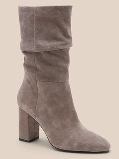 Midshaft Suede Slouchy Boot | Banana Republic Suede Boots Nordstrom, Slouchy Suede Boots, Tan Suede Boots, Black Leather Boots Tall, Insole Design, Slouchy Boots, Ankle Socks Women, Best Walking Shoes, Leather Heeled Boots