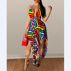 Asymmetrical Midi Dress, Backless Bodycon Dresses, Rainbow Dress, Multicolor Dress, Trend Fashion, Fashion Weeks, Maxi Dress Party, Asymmetrical Dress, Mini Dress Party