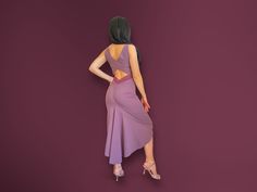 Discover our purple tango dress, the perfect blend of elegance and passion. With an exquisite deep back neckline and a unique waist cutout, this dress is designed to make you look stunning on the dance floor. The light lace trim adds sophistication, while the soft, smoothly gliding fabric allows for free movement to the rhythm of the tango. Emphasize your passionate nature with every step in this enchanting dress! Size: EU S US 4 RU 42-44 Fitted Purple Evening Dress For Summer, Fitted Dancewear Dress For Party, Fitted Backless Bias Cut Midi Dress, Fitted Dancewear Dress For Dance, Fitted Dance Dress, Elegant Stretch Purple Midi Dress, Elegant Purple Stretch Midi Dress, Stretch Evening Dancewear Dress, Fitted Low Back Bias Cut Dress