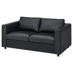 FINNALA causeuse, Grann/Bomstad noir, hauteur coussins dossier inclus: 85 cm (33 1/2 "). Les coussins de siège de ce canapé confortable sont dotés de ressorts ensachés avec une mousse haute élasticité et une couche supérieure rembourrée. Ils vous offrent ainsi un confort et un soutien agréable tout en conservant leur forme. Les surfaces plus exposées à l'usure sont recouvertes avec GRANN, un cuir fleur doux, souple et résistant aux variations naturelles de teinte et de texture. Les autres surfac Ikea Vimle, Sofa Back Cushions, Cosy Sofa, Soft Sofa, Corner Sofa Bed, Ikea Family, Comfy Bed, Bed Slats, Sofa Beds