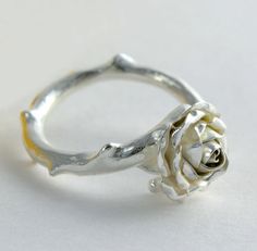 Small Rose Ring Rose Stem Jewellery by MagnoliaJewellery on Etsy Wedding Jewelry With Roses In Sterling Silver, Wedding Jewelry In Sterling Silver With Roses, Elegant Flower Ring With Roses For Gift, Sterling Silver Rose Gold Flower Ring, Rose Design Flower Ring For Gift, Delicate Rose Design Flower Ring As Gift, Delicate Rose Design Flower Ring Gift, Elegant Rose Design Flower Ring As Gift, Silver Flower Ring With Roses For Gift