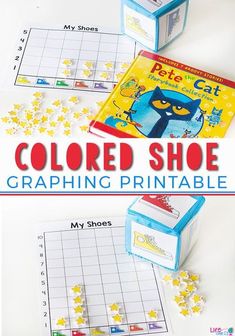 the cat in the hat themed colored shoe graphing printable game is perfect for kids