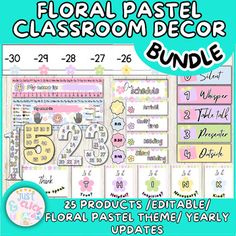 the floral pastel classroom decor bundle includes 25 products, each with their own year