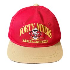 Vintage 1990's San Francisco 49ers Youth Size AJD Brand Snapback NFL Football Cap Hat. The cap is in nice condition and is a child size hat, marked 3-6 years. Vintage 49ers Hat, Sports Collectibles, San Francisco 49ers, Nfl Football, A Child, Collectable Items, Caps Hats, San Francisco, Nfl