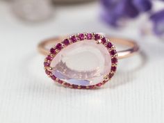 Rose Quartz & Ruby Teardrop Ring, Rose Quartz Ring, Ruby Ring, anniversary ring, gifts for her, anniversary gifts for her Ring Rose Quartz, Anniversary Gifts For Her, Ring Ruby, Ring Gifts, Teardrop Ring, Rose Quartz Ring, Gemstones Jewelry, Rose Quartz Gemstone, Star Ring