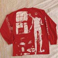 Red Xl Longsleeve “Pleasures” Brand T-Shirt From 2020. Pleasures Brand, Top Villains, Concert Merch, Alt Clothes, Warped Tour, Marilyn Manson, Japanese Prints, Branded T Shirts, Long Sleeve Shirt