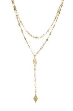 An easy, pre-layered necklace for any outfit! 18kt gold plated or Rhodium Brass + Steel One entire necklace First layer: 14 Inches Second layer: 16 Inches + 4 Inch drop 5 Inch extender