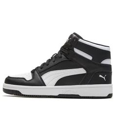 PUMA Rebound LayUp SL 'Black White' 369573-01 (SNKR/Unisex/Non-Slip/High Top/Basketball/Breathable) Casual High-top Sneakers For Basketball, Black Breathable High-top Sneakers Athleisure, Breathable Black High-top Sneakers Athleisure Style, Black Breathable High-top Sneakers For Athleisure, Urban Black Basketball Sneakers, Black Urban Basketball Sneakers, Athleisure Black Breathable High-top Sneakers, Urban Black Sneakers For Basketball, Casual Synthetic Basketball Shoes For Training