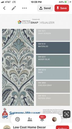 the color scheme for sheryln williams's new wallpaper collection, which is available