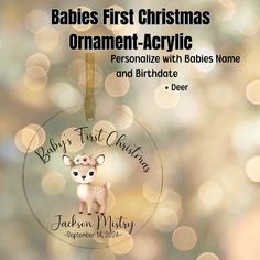 baby's first christmas ornament - acrylic personalized with name and birth date