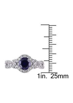 Express your devotion with this marvelous Created Blue and White Sapphire Halo Engagement Ring. Crafted in lustrous sterling silver, this ring features a round-cut (6.5mm) created blue sapphire gemstone at the center and round-cut (1.5mm) created white sapphire gemstones along the sides. This ring is enhanced with a high polish finish. | Belk & Co Lab Created 2 1/10 CT TGW Created Blue and Created White Sapphire Crossover Twist Ring in Sterling Silver, 6 White Gold Jewelry With Diamond Cut Lab-created Sapphire, Sapphire Jewelry With Diamond Accents Round Cut, Fine Jewelry With Round Cut Lab-created Sapphire, Lab-created Sapphire Jewelry With Diamond Cut, Round Cut Sapphire Jewelry With Diamond Accents, Sapphire Color Jewelry With Diamond Accents, Dazzling Lab-created Sapphire Jewelry With Halo Setting, Silver Sapphire Jewelry With Brilliant Cut, Round Cut Lab-created Sapphire Jewelry With Halo Setting