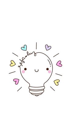 a light bulb with hearts around it and the word smile written on top of it