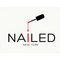 the logo for nailed new york, with a red liquid pouring out of it