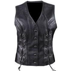 Women Side Laces Biker Leather Waistcoat - High Quality Leather Jackets For Sale | Dream Jackets On Jackethunt Harley Davidson Jackets Women, Waistcoat Women, Sleeveless Vest Jacket, Women Leather Vest, Cafe Racer Leather Jacket, Dr Wardrobe, Shearling Jacket Women, Fur Coat Fashion, Waistcoat Woman