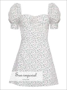 Material:Polyester Style:vintage Silhouette:Fit and Flare Pattern Type:Print Sleeve Length(cm):Short Decoration:None Dresses Length:Above Knee, Mini Sleeve Style:Puff Sleeve Waistline:Natural Neckline:Asymmetrical Season:Spring sun-imperialJK192221 Place Of Origin:China (Mainland) Gender:Women Size Length bust sleeve waist / / cm cm cm cm / / S 70 74 31 64 / / M 71 78 32 68 / / L 72 82 33 72 / / XL 73 86 34 76 XXL 74 90 35 80 "Please allow slight 1-3 cm difference due to manual measurement and a Party Long Dress, Party Kleidung, Elegant Ladies, Ladies Dress, Sweet Floral, Women Long Dresses, Custom Dresses, Floral Mini Dress, Printed Mini Dress