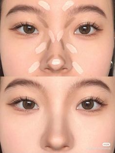 Makeup Ulzzang, Asian Makeup Tutorials, Dag Make Up, Bentuk Alis, Nose Makeup, Flot Makeup, Simple Makeup Tips