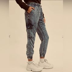 New With Tags!!! Snow Wash Cargo Joggers 31017w Denim Black Color On Actual Joggers Looks Gray (Refer To Last Photo) Elastic Waist 14-18” Rise: 12” Inseam: 26” Material: 100% Tencel Cargo Joggers, Denim Wash, Black Denim, Track Pants, Black Gray, Pant Jumpsuit, Black Color, Elastic Waist, Black And Grey