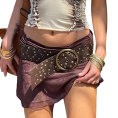 PRICES MAY VARY. Material: Retro punk belt, Y2k leather wide waist belt for women made with high quality artificial leather and alloys, flexible and durable, not easy to fade or break. Chic cinch waistband belt, riveted pin trim, gothic streetwear belts. Feature: Fairy grunge PU belt, rivet waistband belt, metal buckle patchwork leather belt, hollow hole style, O ring buckle, asymmetric design, punk grommet jeans belt, adjustable waistband belts, vintage wide belt for dress pants, goth gunge bel Belts Aesthetic, Luxury Belts For Men, Brown Accessories, Boho Belts, Leather Rivets, Luxury Belts, Woman Personality, Wide Leather Belt, Cowboy Style