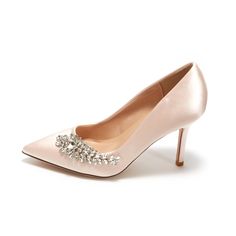 Shop Champagne Wedding Crystal Embellished Pointy Toe Stiletto Heels Satin Pumps Shoes for Women color Champagne for Party, Wedding, Work with worldwide Free shipping & Free return. Elegant Embellished Shoes For Wedding Guests, Elegant Embellished Wedding Shoes For Guests, Elegant Embellished Wedding Guest Shoes, Elegant Embellished Shoe Clips For Wedding, Elegant High Heel Bridal Accessories, Glamorous Crystal-embellished Heels For Wedding Guests, Champagne 4-inch Heel Wedding Shoes For Event, Champagne Wedding Shoes With 4-inch Heel, Elegant Prom Court Shoes With 4-inch Heel