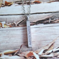 Engraved Coordinates Long Bar Necklace,Silver Latitude Longitude Necklace,Vertical Bar Necklace,Engr Sterling Silver Necklace With Engraved Text As Gift, Sterling Silver Necklace With Engraved Text For Gift, Gift Sterling Silver Necklace With Engraved Text, Rectangular Sterling Silver Necklace With Engraved Text, Rectangular Stainless Steel Necklaces With Engraved Text, Customized Silver Necklace For Memorial, Rectangular Stainless Steel Necklace With Engraved Text, Hand Stamped Rectangular Pendant Necklace In Sterling Silver, Sterling Silver Rectangular Necklace For Personalized Gift