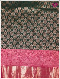 A Kanchipuram silk saree in an enchanting green hue highlights an ornate floral motifs on the body. The contrasting pinkish-red pallu showcases brocade designs, margined by lively parrot and peacock along with floral patterns provide a sense of natural beauty. The lush green shade represents freshness and vitality, while the intricate patterns add an element of traditional opulence. This saree incorporates bold pinkish-red double border. The cross striped border at the bottom complements the abo Green Brocade Saree With Dupatta, Green Brocade Traditional Wear, Green Brocade Traditional Wear With Zari Weaving, Green Brocade Saree With Traditional Patterns, Green Brocade Saree With Cutdana, Green Brocade Saree With Self Design, Traditional Green Brocade Saree, Green Brocade Traditional Wear For Puja, Green Brocade Saree For Diwali