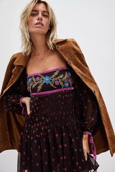 Through The Meadow Mini Dress | Free People Gen Z Fashion, White Maxi Dress Boho, Dresses Sundresses, Cold Weather Fashion, People Dress, Stop Talking, Fall Fashion Trends, Fashion Editor, Print Chiffon