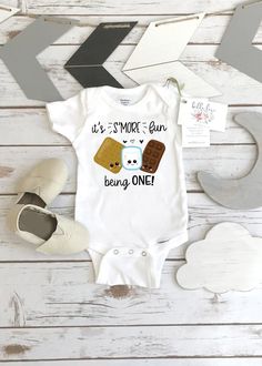 a baby bodysuit that says it's short - fun being one with two ice cream