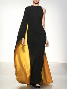 Irregular Asymmetric Contrast Color Round-Neck Maxi Dresses فستان سهرة, Arab Fashion, Mode Chic, Elegantes Outfit, Gorgeous Gowns, Mode Inspiration, Fesyen Wanita, Beautiful Gowns, Fancy Dresses