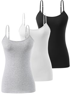 PRICES MAY VARY. ♦CAMISOLE FABRIC: Orrpally women camisole tank tops is made of 78% cotton, 17% modal and 5% spandex, Basic layering tank tops with fabric lightweight,breathable and soft let you have the perfect fit,hugging your body in the right places. ♦DESIGN FEATURES:Basic cami tank tops women are suitable for all seasons,this camisole for women pack with adjustable spaghetti strap which allows you to adjust the fit you want.Basic women undershirts are use the simplest pure color elements.So Undershirt Women, Women Camisole, Tank Top Bra, Black Cami Top, Layering Tank Tops, Womens Closet, Strap Tank Top, Womens Camisoles, Tank Top Women