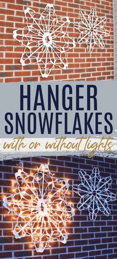 a sign that says hanger snowflakes on the side of a brick building