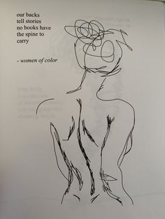 a drawing of a woman's torso with the words, our backs tell stories and books have the same color