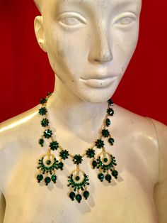 Stunning emerald goddess necklace! Gold base with emerald crystals. Total must have! Pictures do not do justice! Green Crystal Rhinestone Necklace, Emerald Green Jeweled Necklace For May Birthstone, Green Rhinestone Party Necklace, Green Emerald Jeweled Necklace, Emerald Jeweled Jewelry For Parties, Green Jeweled Emerald Necklace, Green Jeweled Rhinestone Necklace For Party, Green Jeweled Crystal Rhinestone Necklace, Green Jeweled Necklace For Party