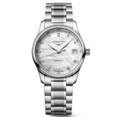 Longines Master Collection Mother-of-Pearl Diamond Accented Dial Stainless Steel Bracelet Watch | 34mm | L23574876 Longines Master Collection, Longines Watch, Fine Watches, Mechanical Movement, Pearl Diamond, G Shock, Diamond Watch, Patek Philippe, Sapphire Crystal