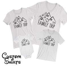 Matching Camping Family Vacation Shirts .Please see the size chart in one of the images of the listing in order to select the correct size for you. (if you are not sure which size to choose, please measure your favorite shirt's width from armpit to armpit, and the length from top to bottom and compare it to our size chart).We offer 3 adult shirt styles to choose from:- Unisex (men's) Crewneck T-shirts (run about half an inch smaller than standard American tees)- Women's Crewneck T-shirts (run sm Short Sleeve Tops For Family Summer Events, Casual White Tops For Family Events, Family Summer Short Sleeve Shirt, Summer Graphic Print Tops For Family, Summer Family Custom Print Shirt, Casual Tops For Family Occasions In Summer, Custom Print Long Sleeve T-shirt For Summer, Family Matching Fitted Graphic T-shirt, Matching Family Tops For Summer